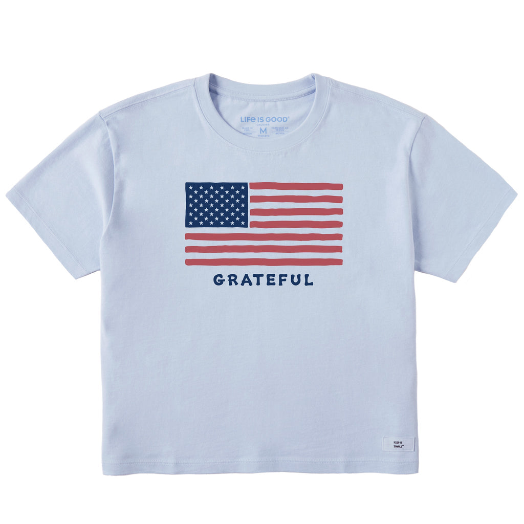Women's Grateful USA Flag Short Sleeve Crusher Boxy Tee product image 1