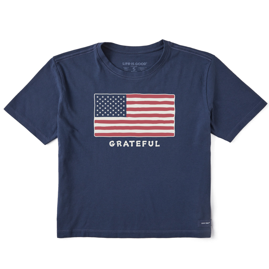 Women's Grateful USA Flag Short Sleeve Crusher Boxy Tee product image 3