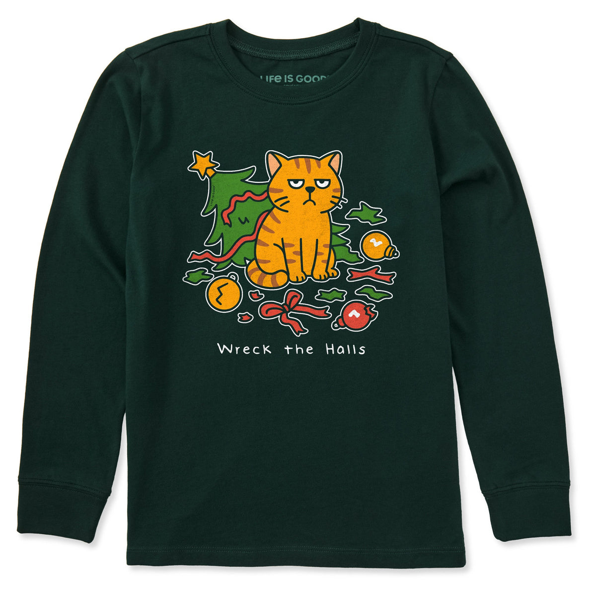 Kids Wreck the Halls Cat Long Sleeve Crusher Tee product image 1