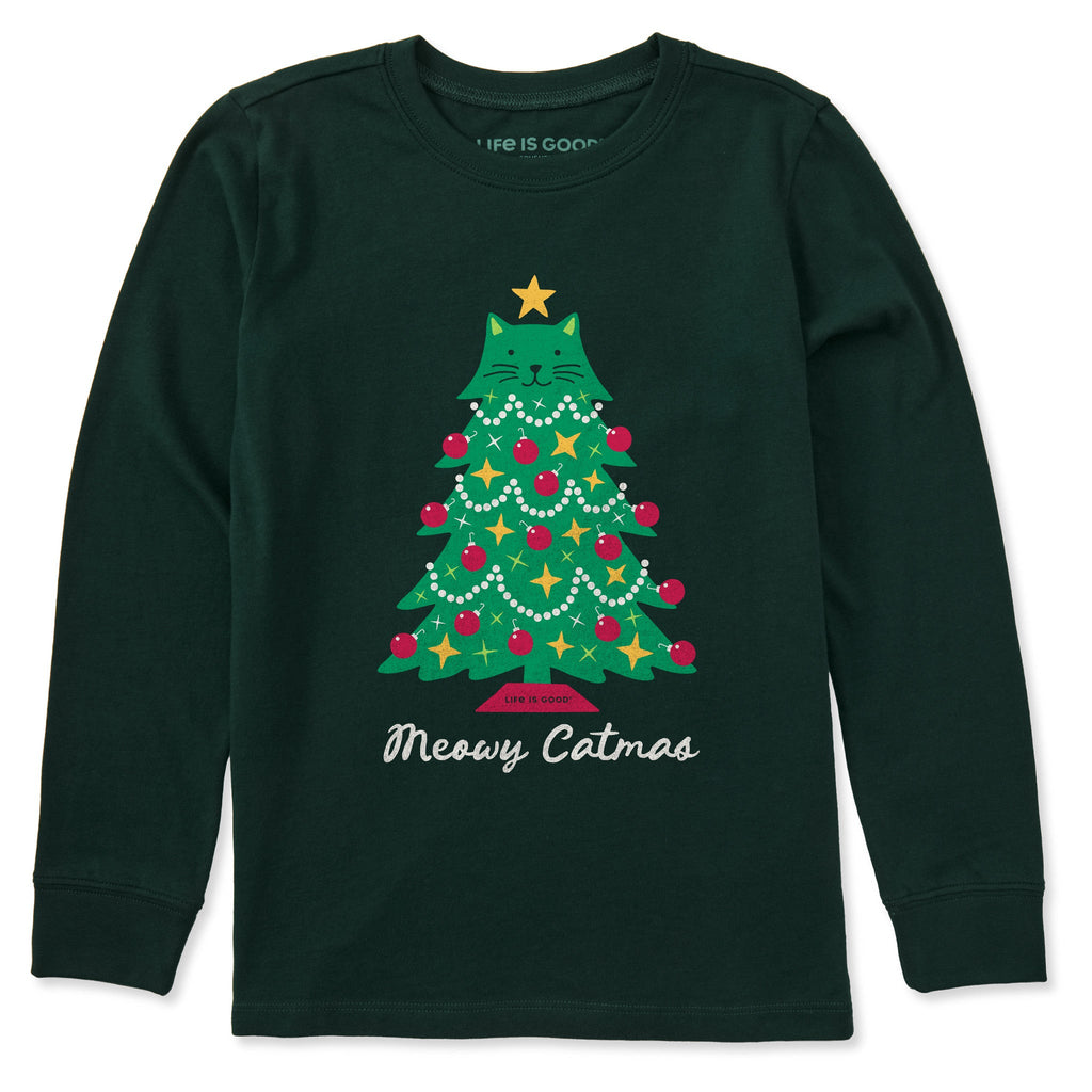 Kids Meowy Catmas Cat Tree Long Sleeve Crusher Tee product image 1