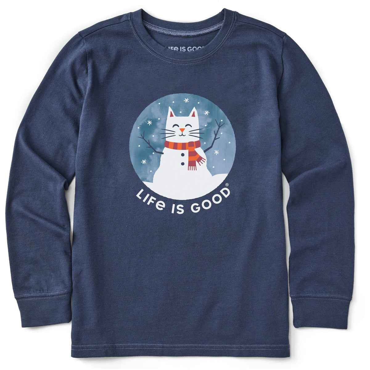 Kids Snowman Cat Long Sleeve Crusher Tee product image 1