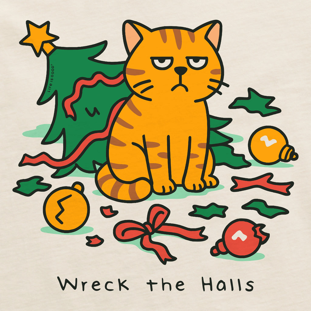 Women's Wreck the Halls Cat Long Sleeve Crusher Boxy Tee product image 2