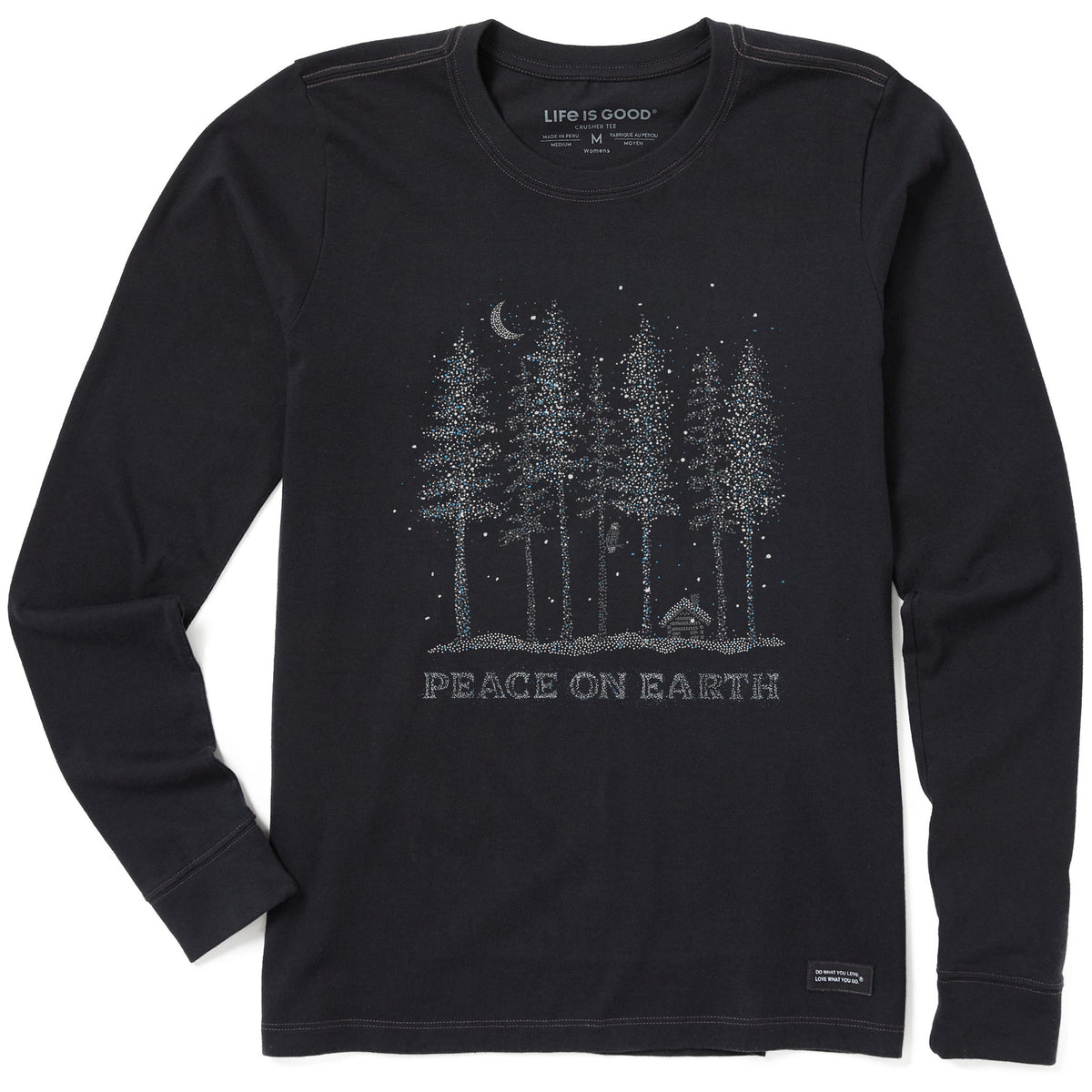 Women's Peace on Earth Trees Sparkle Long Sleeve Crusher Tee product image 1