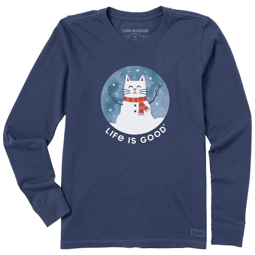 Women's Snowman Cat Long Sleeve Crusher Tee product image 1