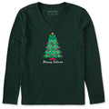 Women's Meowy Catmas Cat Tree Long Sleeve Crusher Vee product image 1