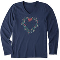 Women's Heart Wreath Long Sleeve Crusher Vee product image 1