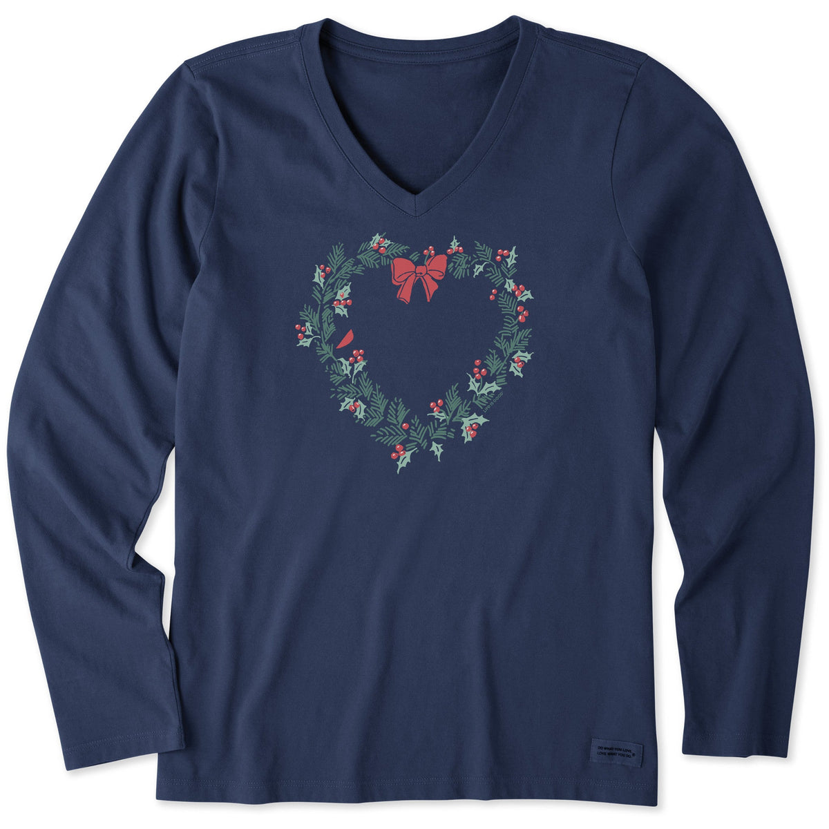 Women's Heart Wreath Long Sleeve Crusher Vee product image 1
