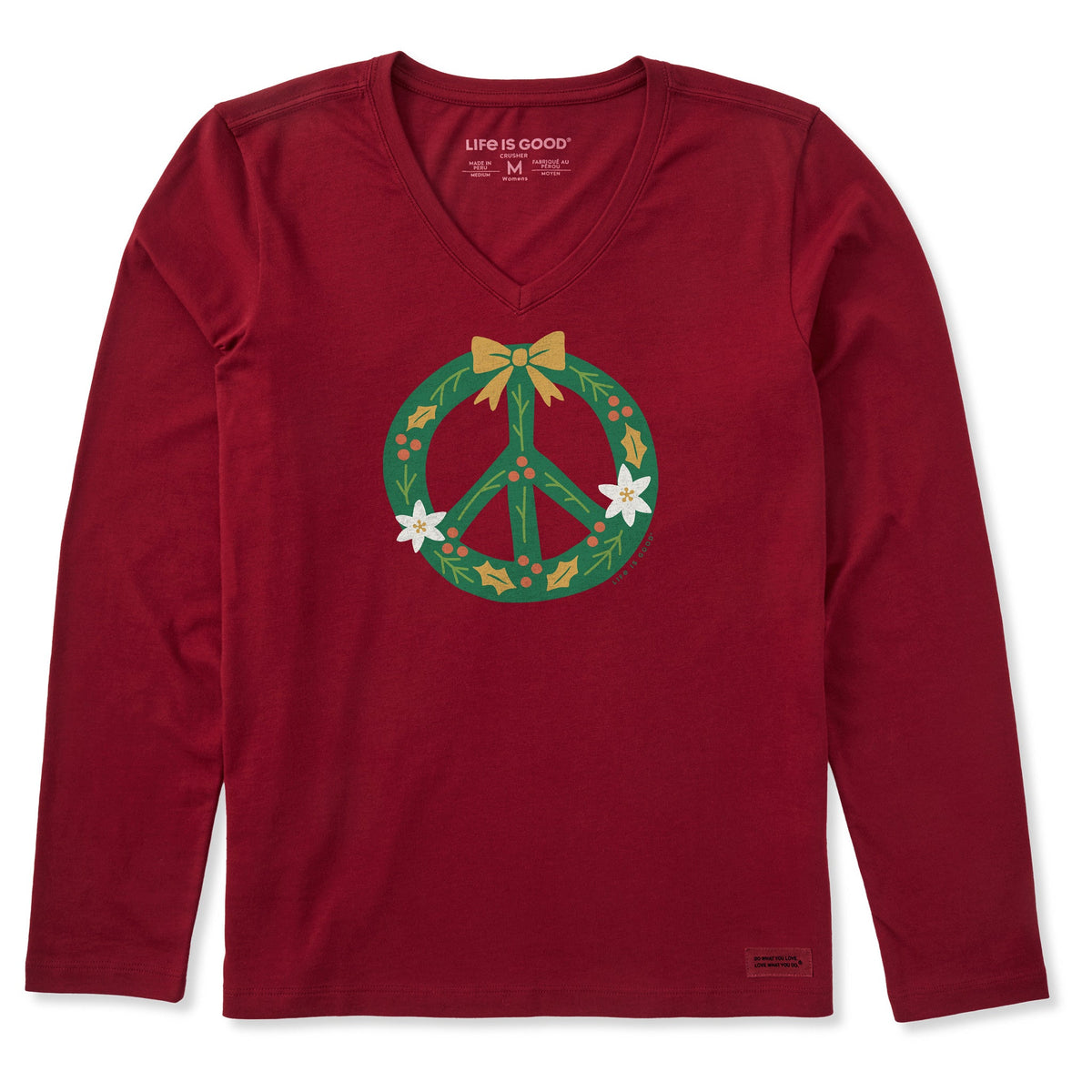 Women's Peace Wreath Long Sleeve Crusher Vee product image 1