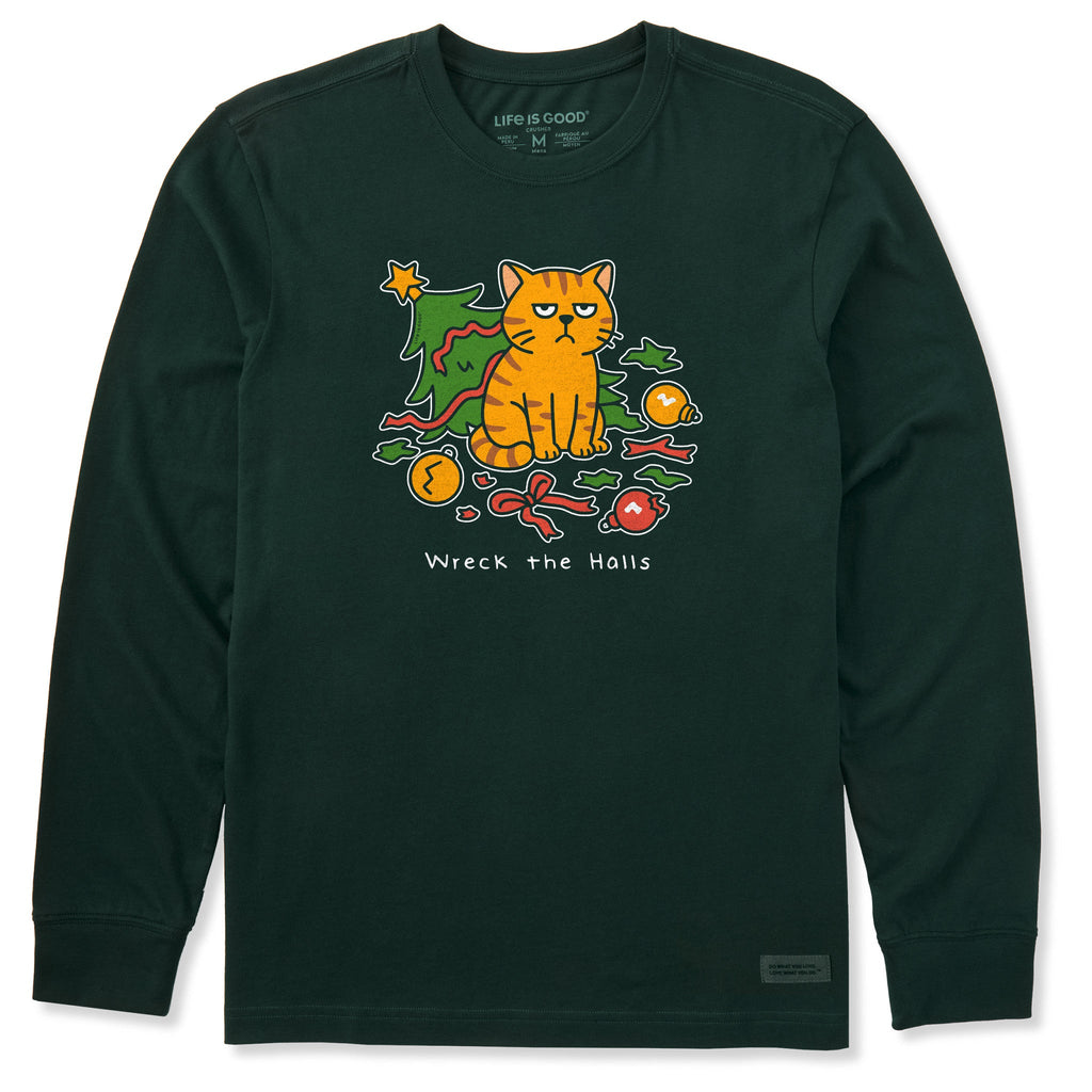 Men's Wreck the Halls Cat Long Sleeve Crusher Tee product image 1