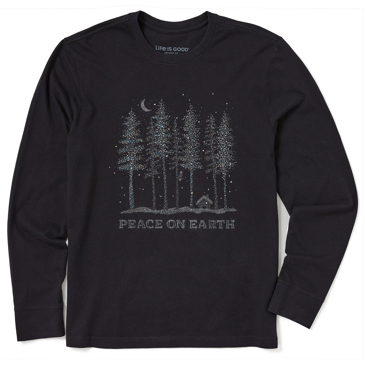 Men's Peace on Earth Trees Sparkle Long Sleeve Crusher Tee product image 1
