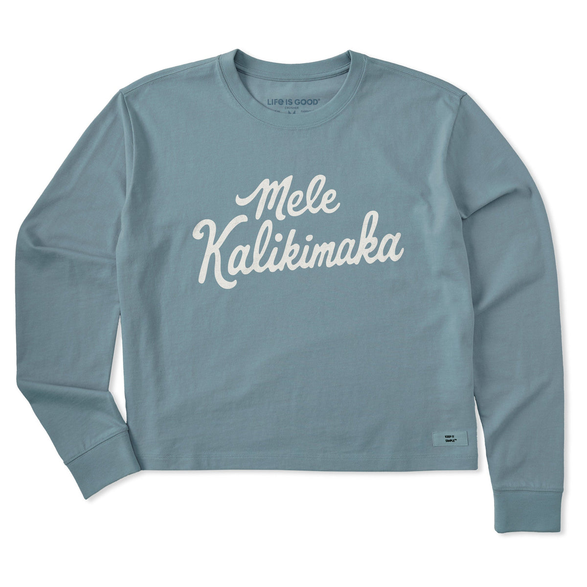 Women's Mele Kalikimaka Script Long Sleeve Crusher Boxy Tee product image 1