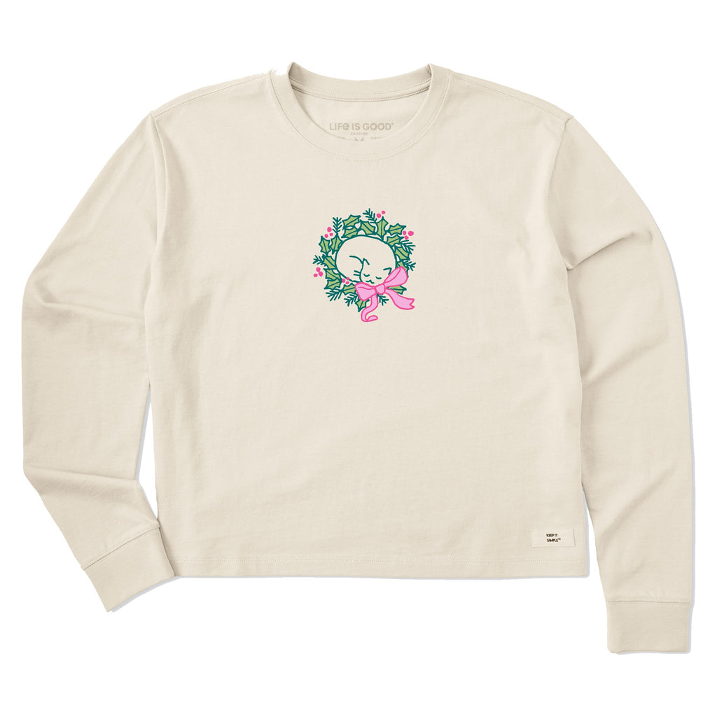 Women's Cat Nap Wreath Long Sleeve Crusher Boxy Tee product image 1