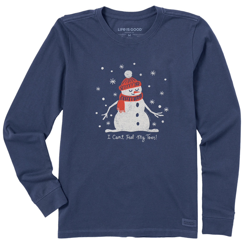 Women's I Can't Feel My Toes Snowman Long Sleeve Crusher Tee