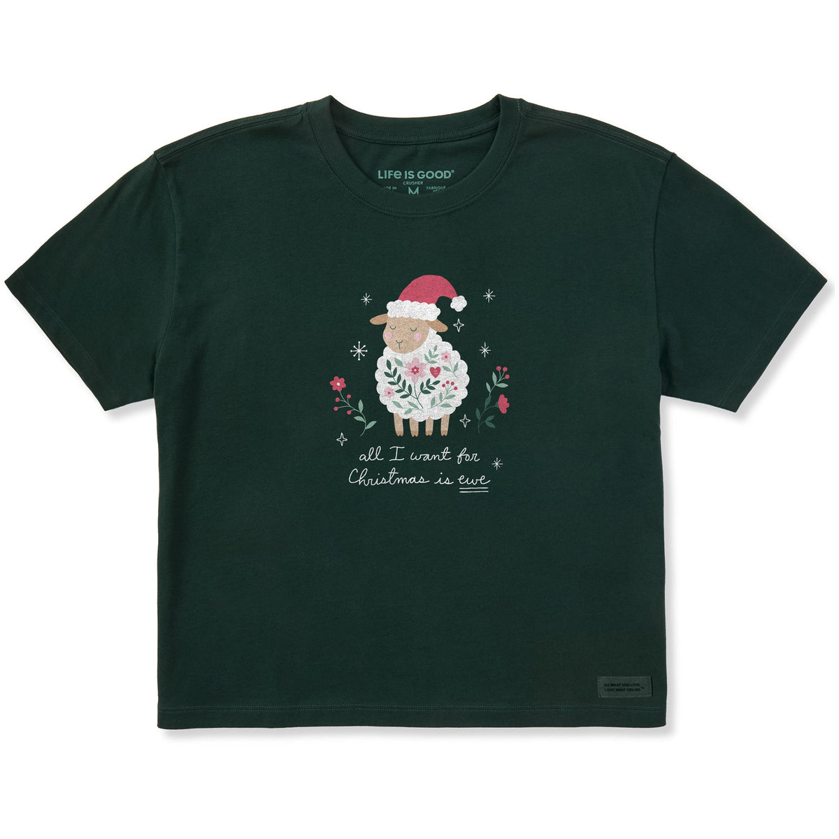 Women's All I Want for Christmas is Ewe Short Sleeve Crusher Boxy Tee