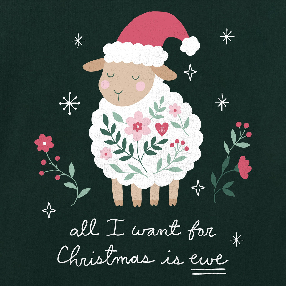 Women's All I Want for Christmas is Ewe Short Sleeve Crusher Boxy Tee