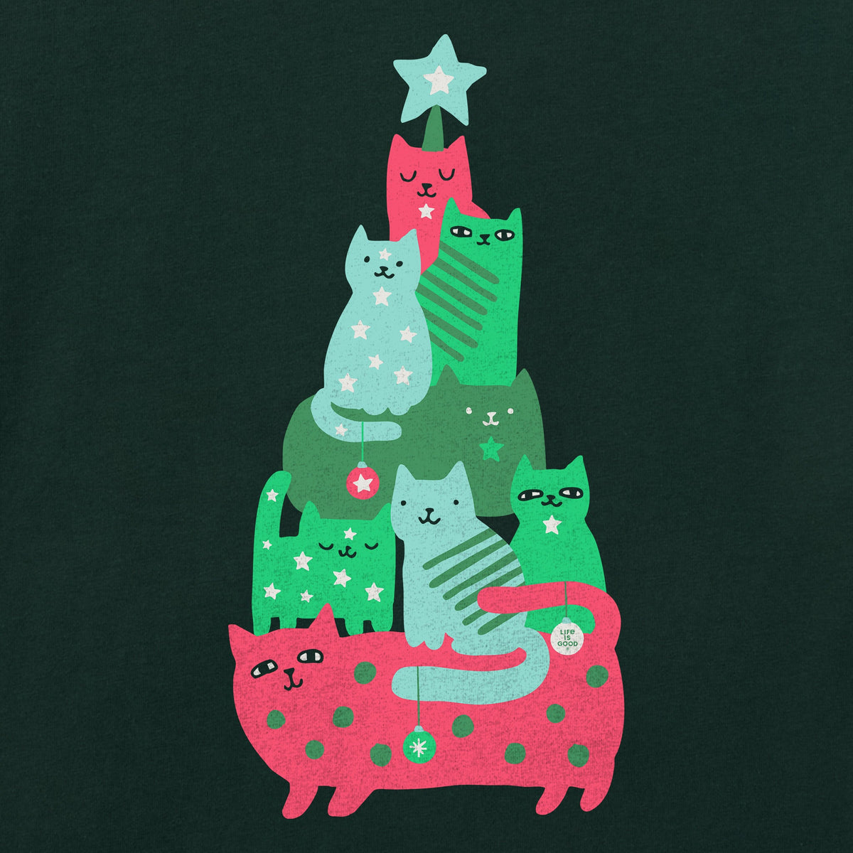 Women's Cat Pile Christmas Tree Short Sleeve Crusher Boxy product image 2