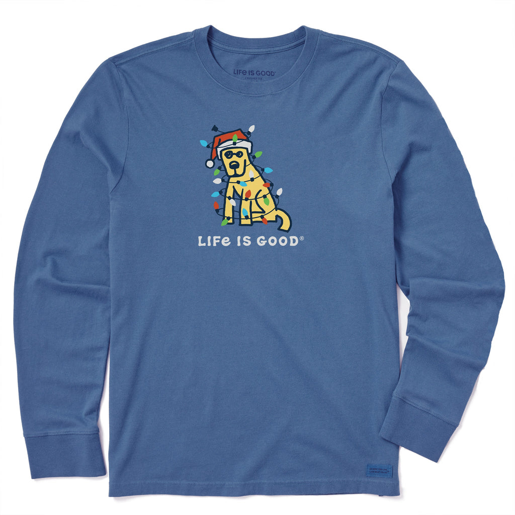 Men's Rocket Christmas Lights Long Sleeve Crusher Tee