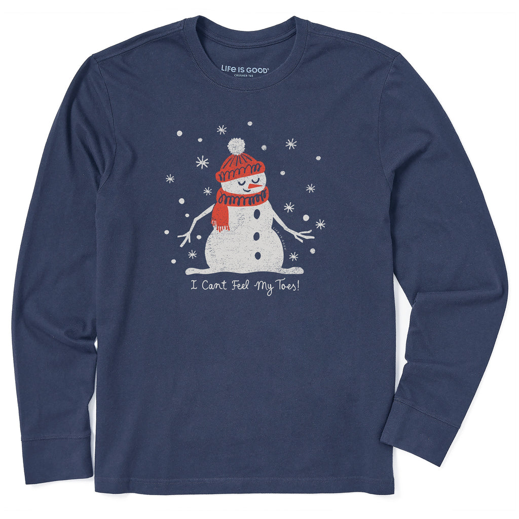 Men's I Can't Feel My Toes Snowman Long Sleeve Crusher Tee