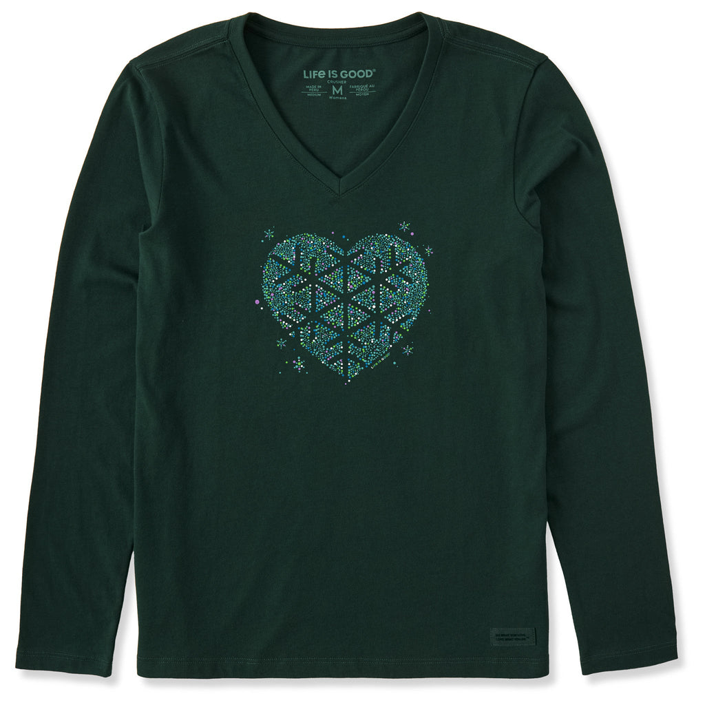 Women's Heart Snowflake Long Sleeve Crusher Vee product image 1