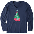 Women's Cat Pile Christmas Tree Long Sleeve Crusher Vee product image 1