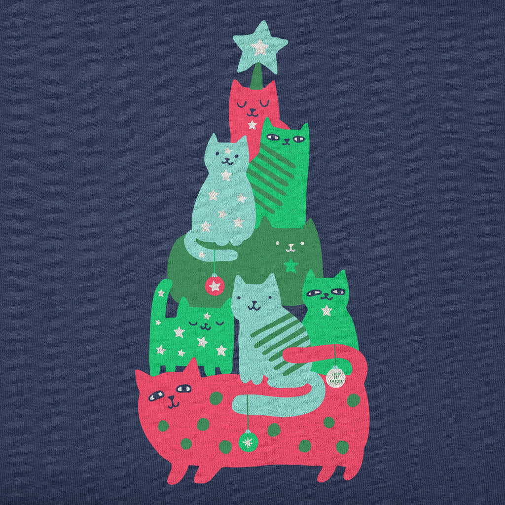 Women's Cat Pile Christmas Tree Long Sleeve Crusher Vee product image 2