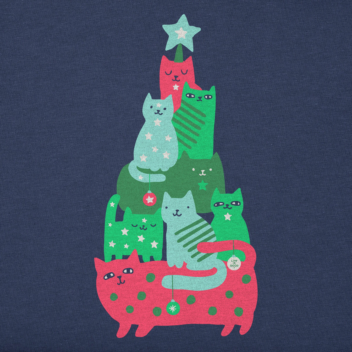 Women's Cat Pile Christmas Tree Long Sleeve Crusher Vee product image 2