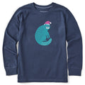 Kids Big Ol Santa Cat Long Sleeve Crusher Tee