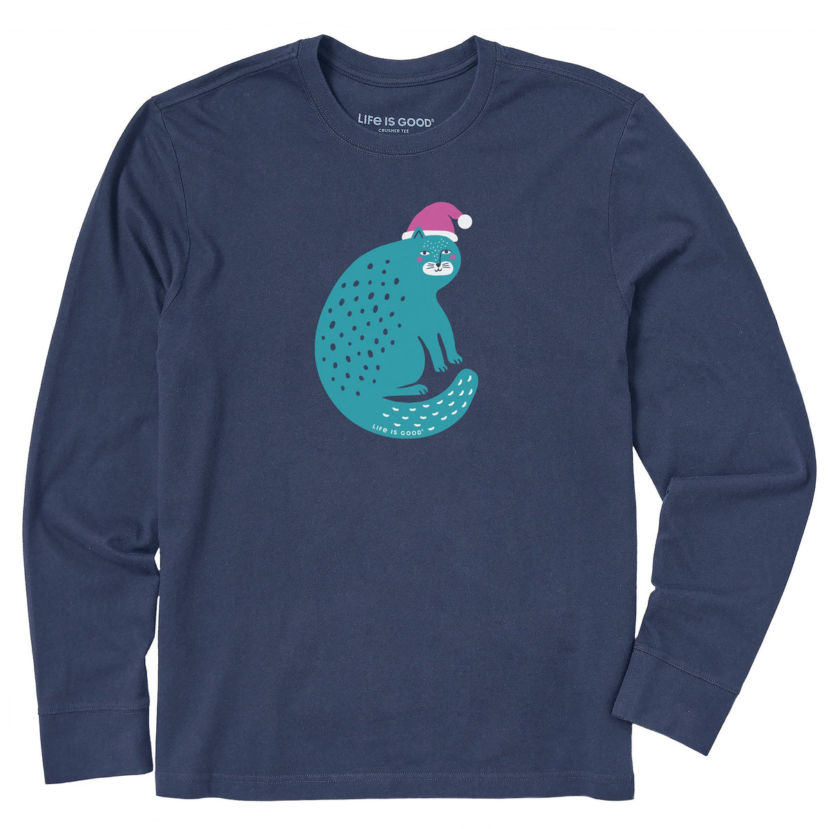 Men's Big Ol Santa Cat Long Sleeve Crusher Tee