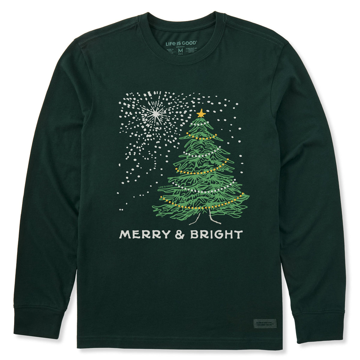 Men's Merry & Bright Tree Stars Long Sleeve Crusher Tee product image 1
