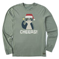 Men's Cheers Santa Cat Long Sleeve Crusher Tee
