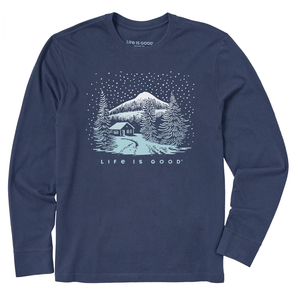 Men's Snowy Cabin Road Long Sleeve Crusher Tee product image 1
