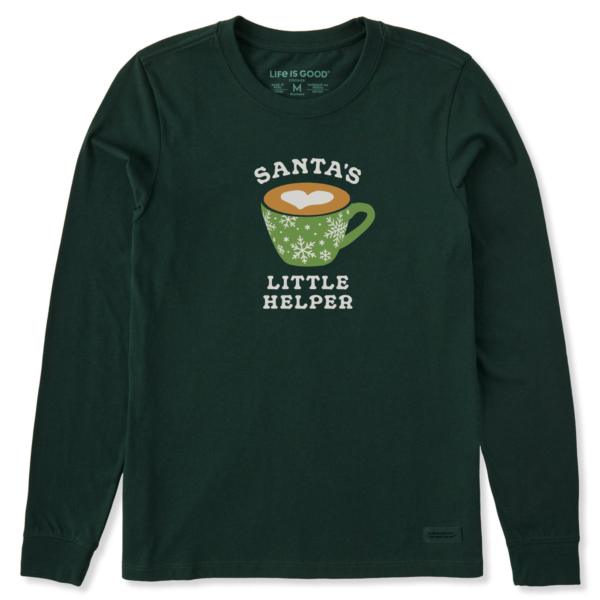 Women's Santa's Little Coffee Long Sleeve Crusher Tee