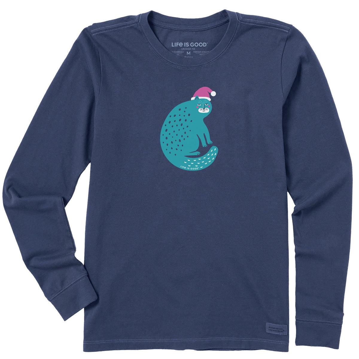 Women's Big Ol Santa Cat Long Sleeve Crusher Tee