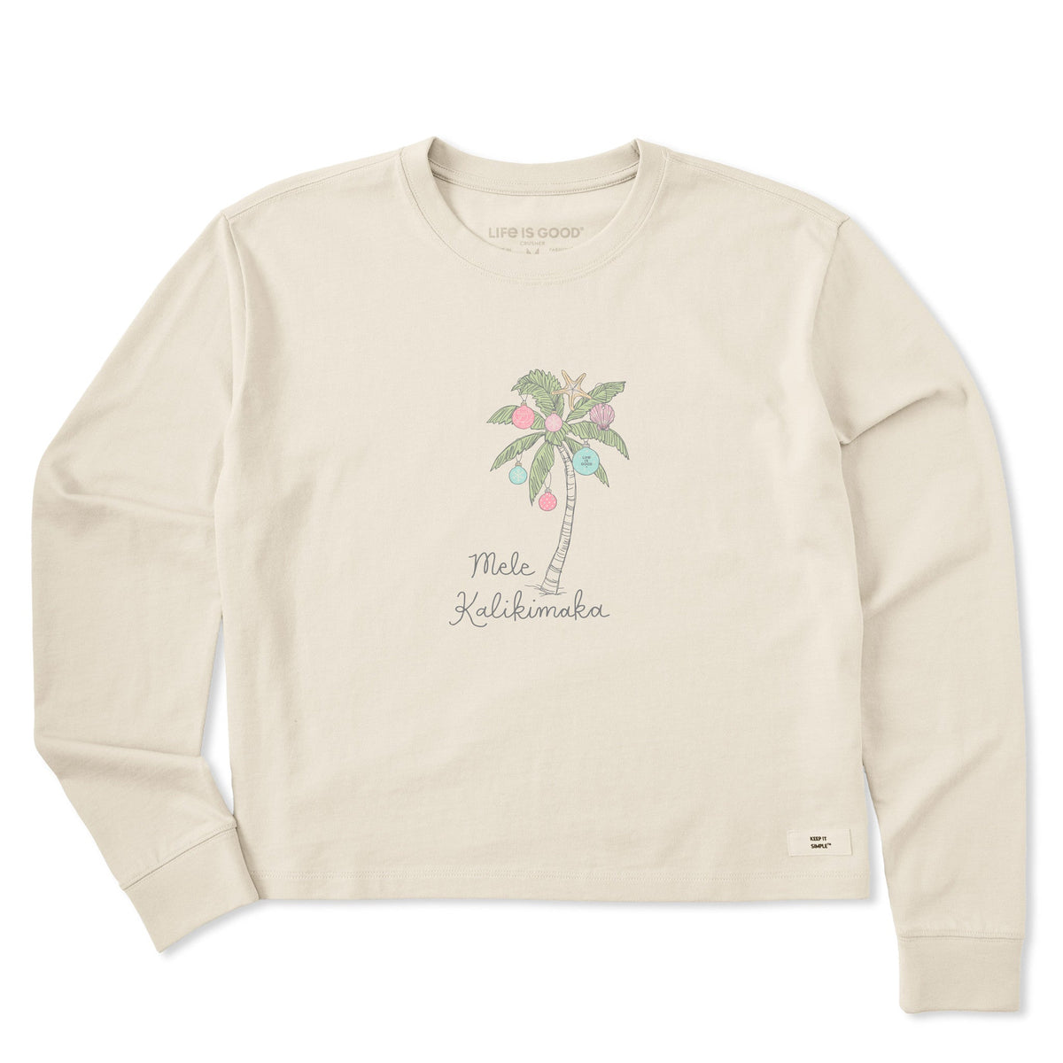 Women's Mele Kalikimaka Palm Tree Long Sleeve Crusher Boxy product image 1