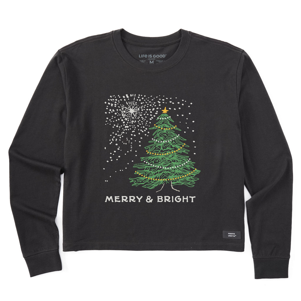 Women's Merry & Bright Tree Stars Long Sleeve Crusher Boxy product image 1
