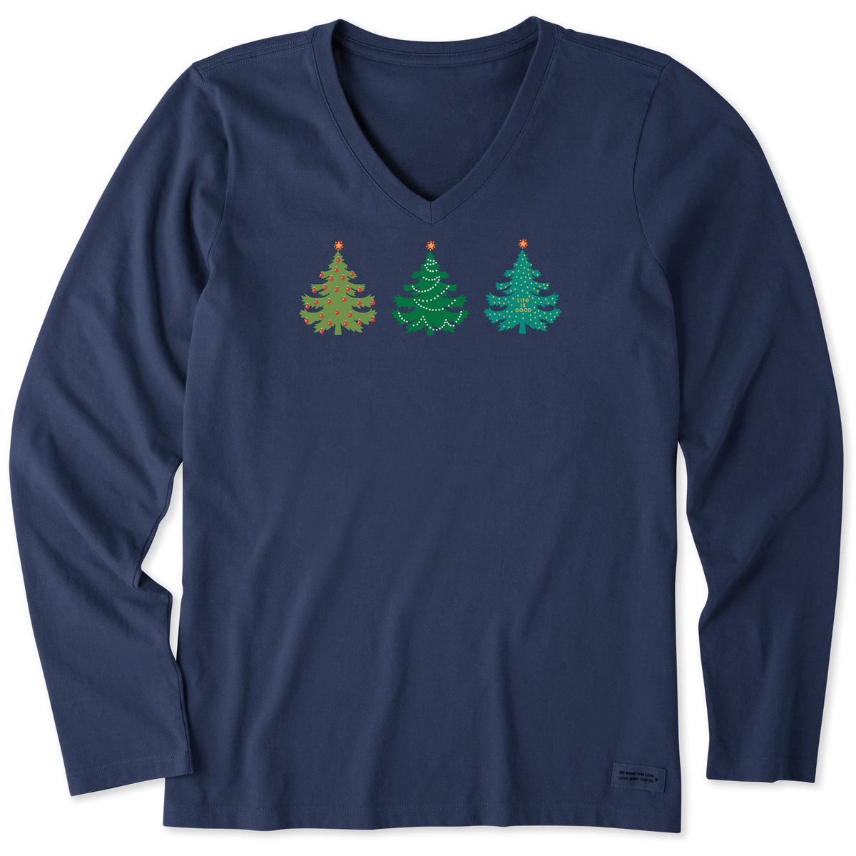 Women's Three Little Christmas Trees Long Sleeve Crusher Vee product image 1