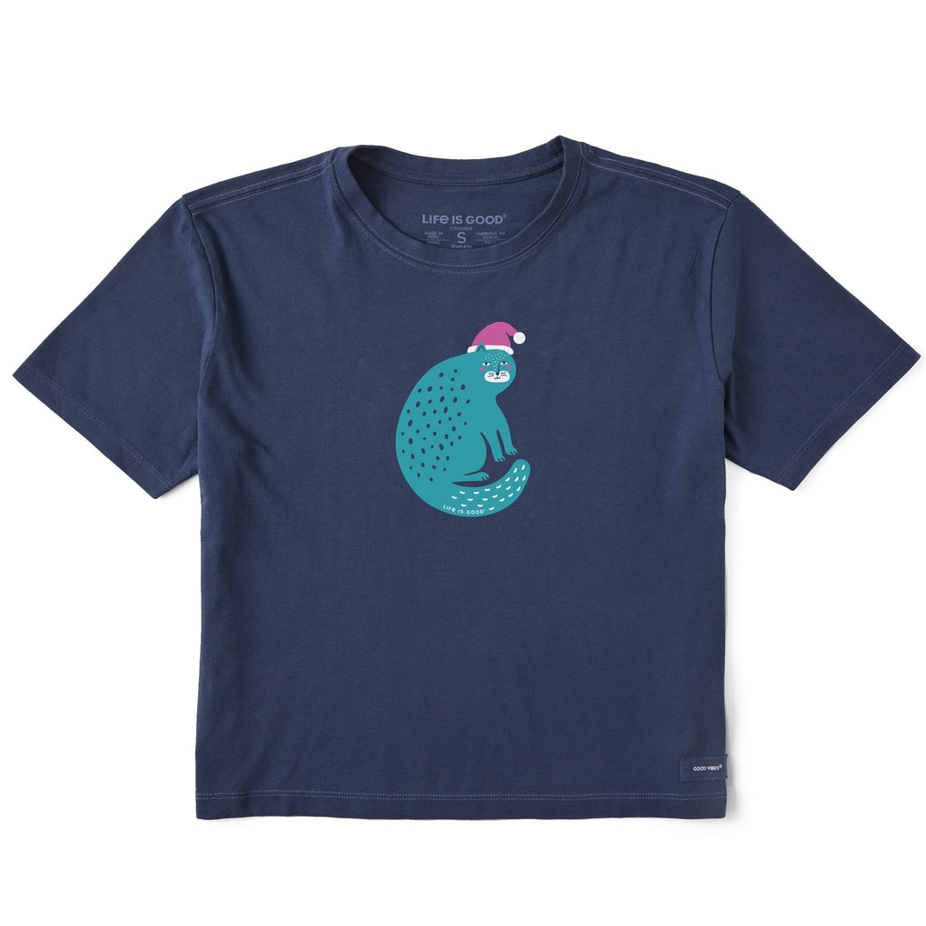 Women's Big Ol Santa Cat Short Sleeve Crusher Boxy Tee
