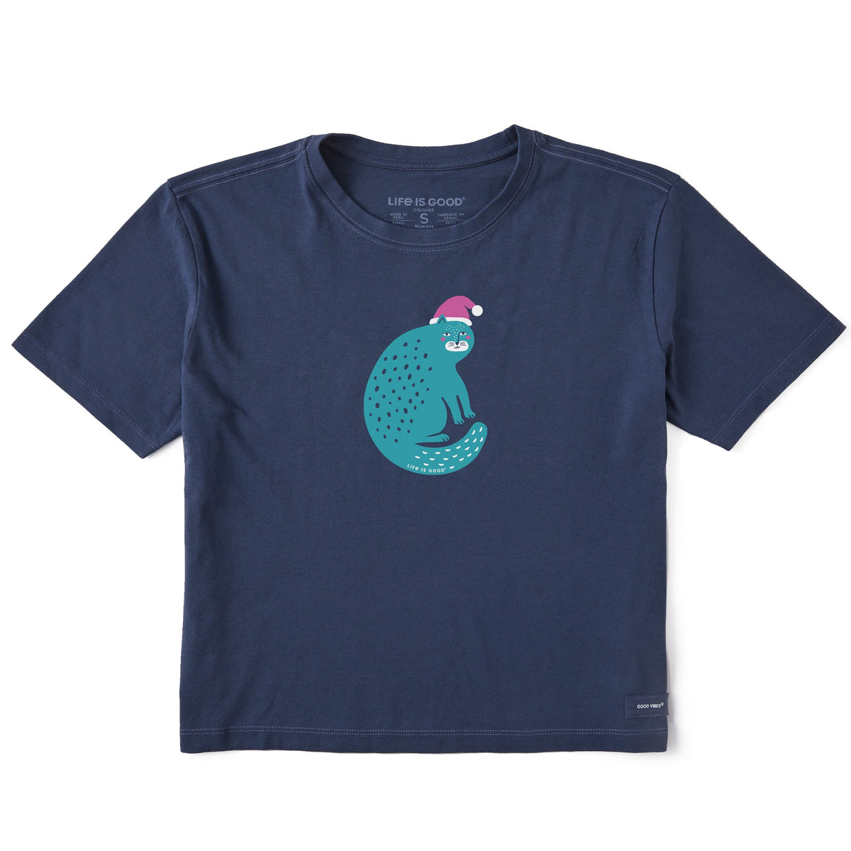 Women's Big Ol Santa Cat Short Sleeve Crusher Boxy Tee