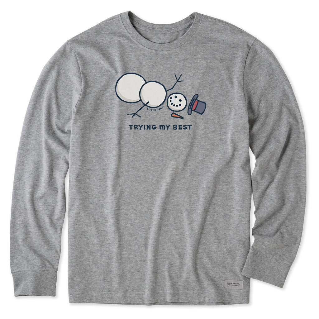 Men's Trying My Best Snowman Long Sleeve Crusher Tee product image 1
