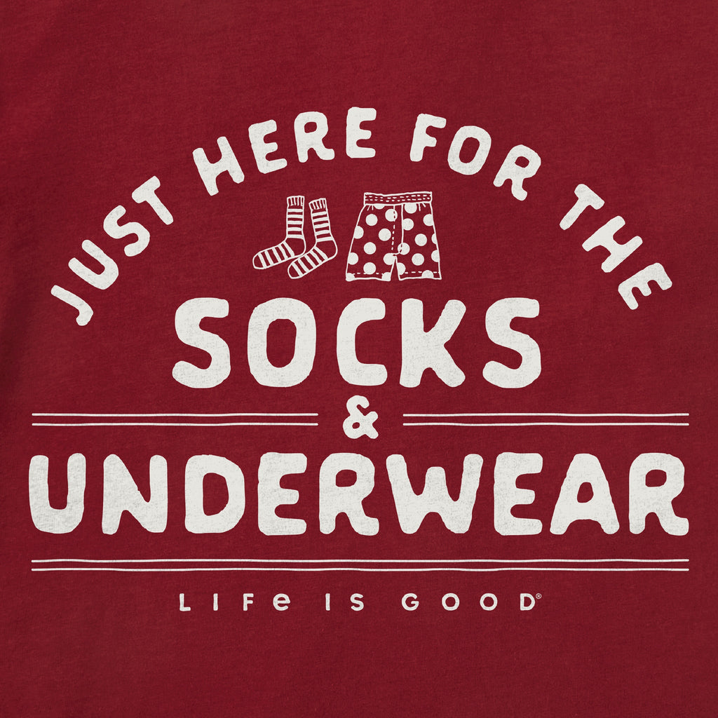 Men's Just Here for the Socks & Underwear Long Sleeve Crusher Tee