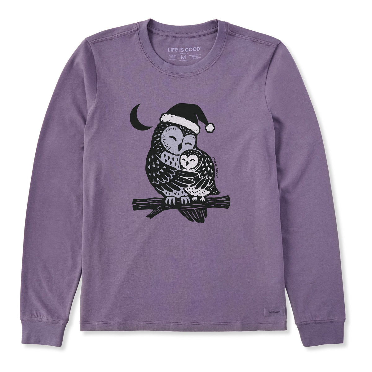 Women's Holiday Owl Mama Long Sleeve Crusher Tee