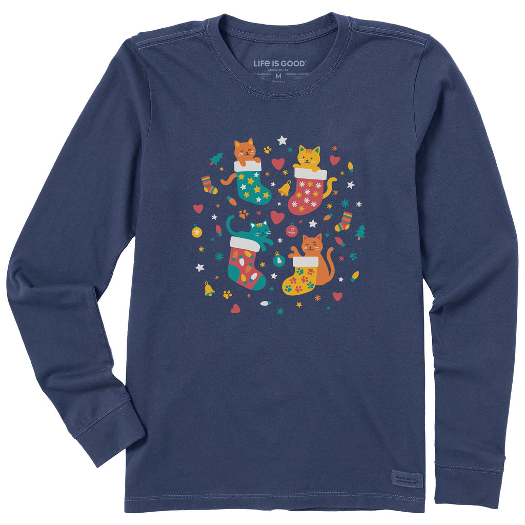 Women's Stocking Cats Long Sleeve Crusher Tee product image 1