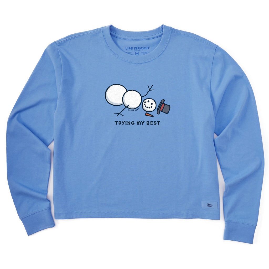 Women's Trying My Best Snowman Long Sleeve Crusher Boxy Tee product image 1
