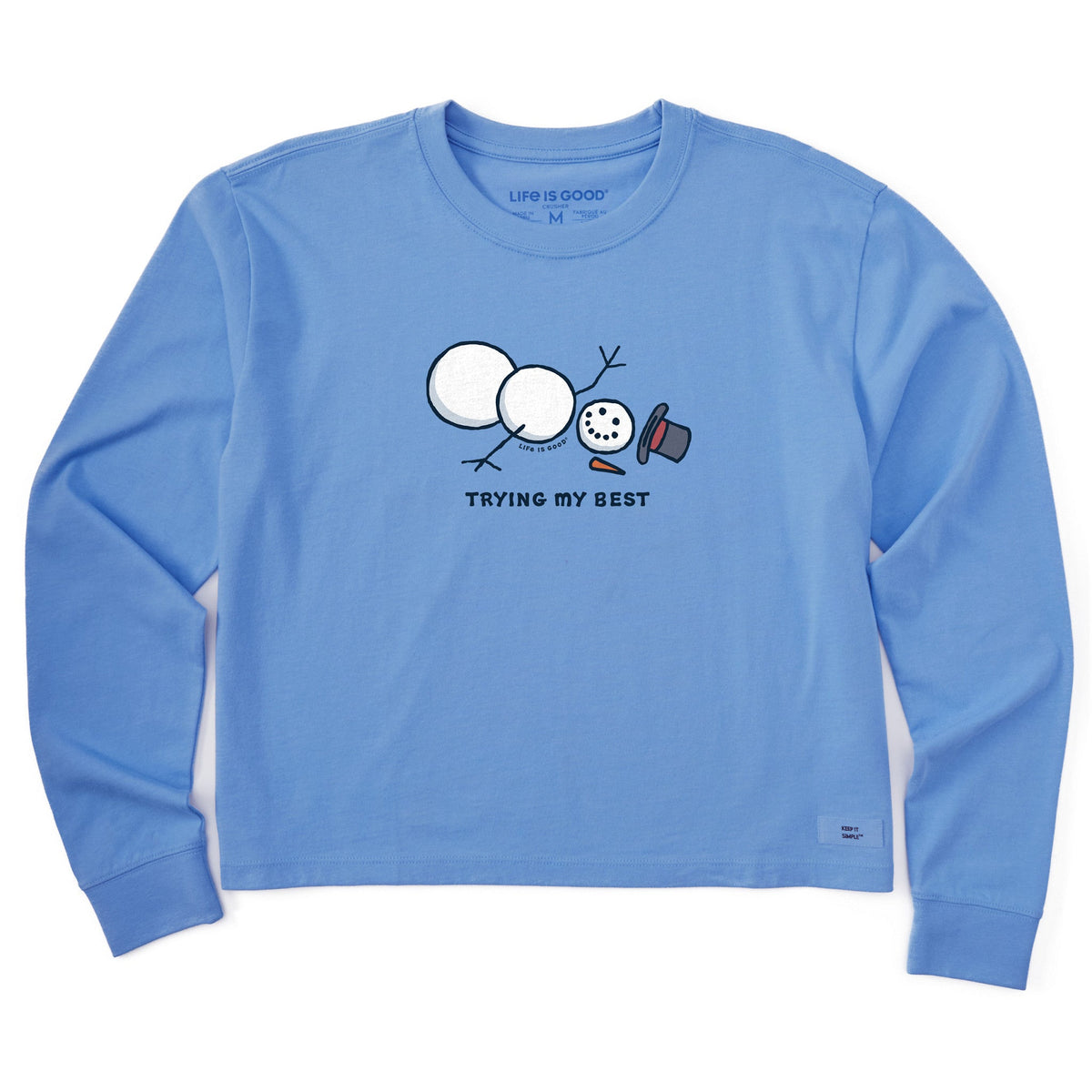 Women's Trying My Best Snowman Long Sleeve Crusher Boxy Tee product image 1