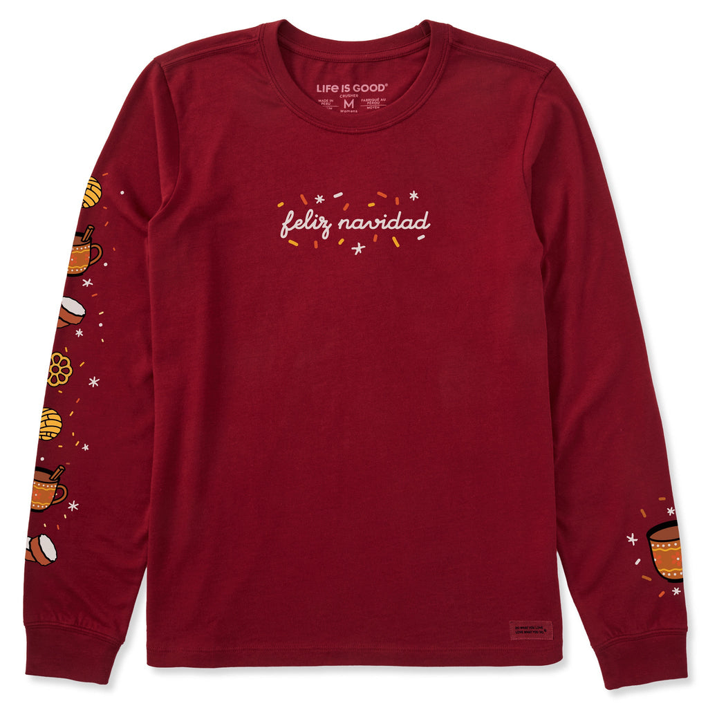 Women's Feliz Navidad Sparkle Long Sleeve Crusher Tee product image 1