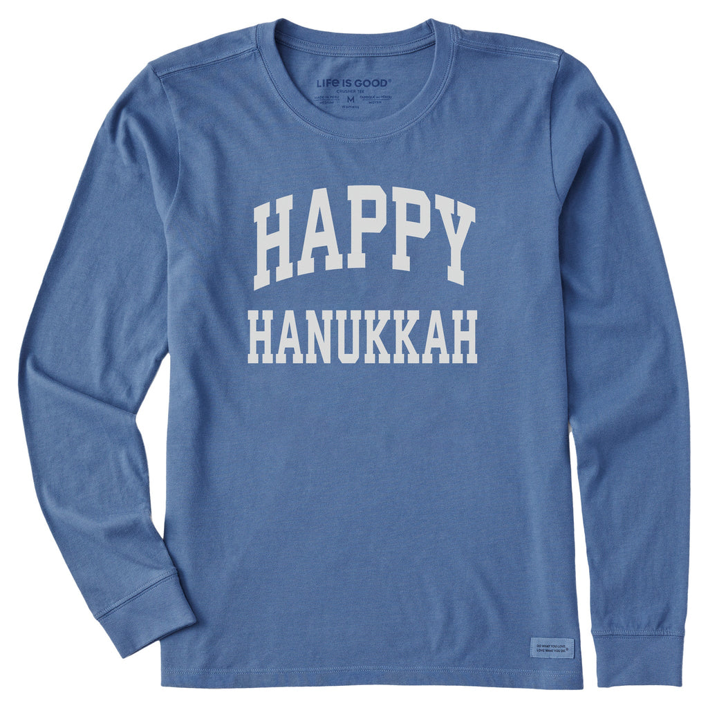 Women's Happy Hanukkah Arch Long Sleeve Crusher Tee product image 1