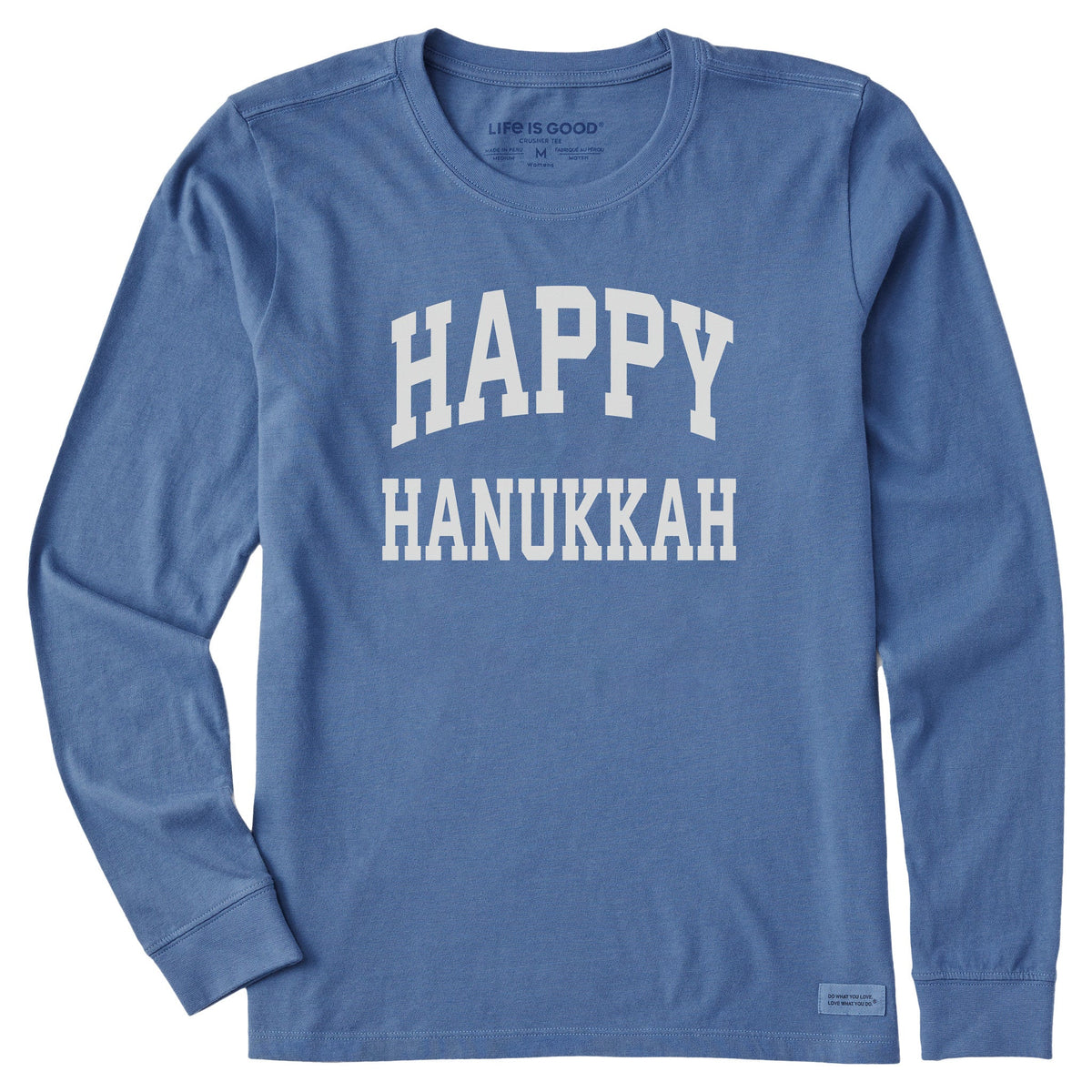 Women's Happy Hanukkah Arch Long Sleeve Crusher Tee product image 1