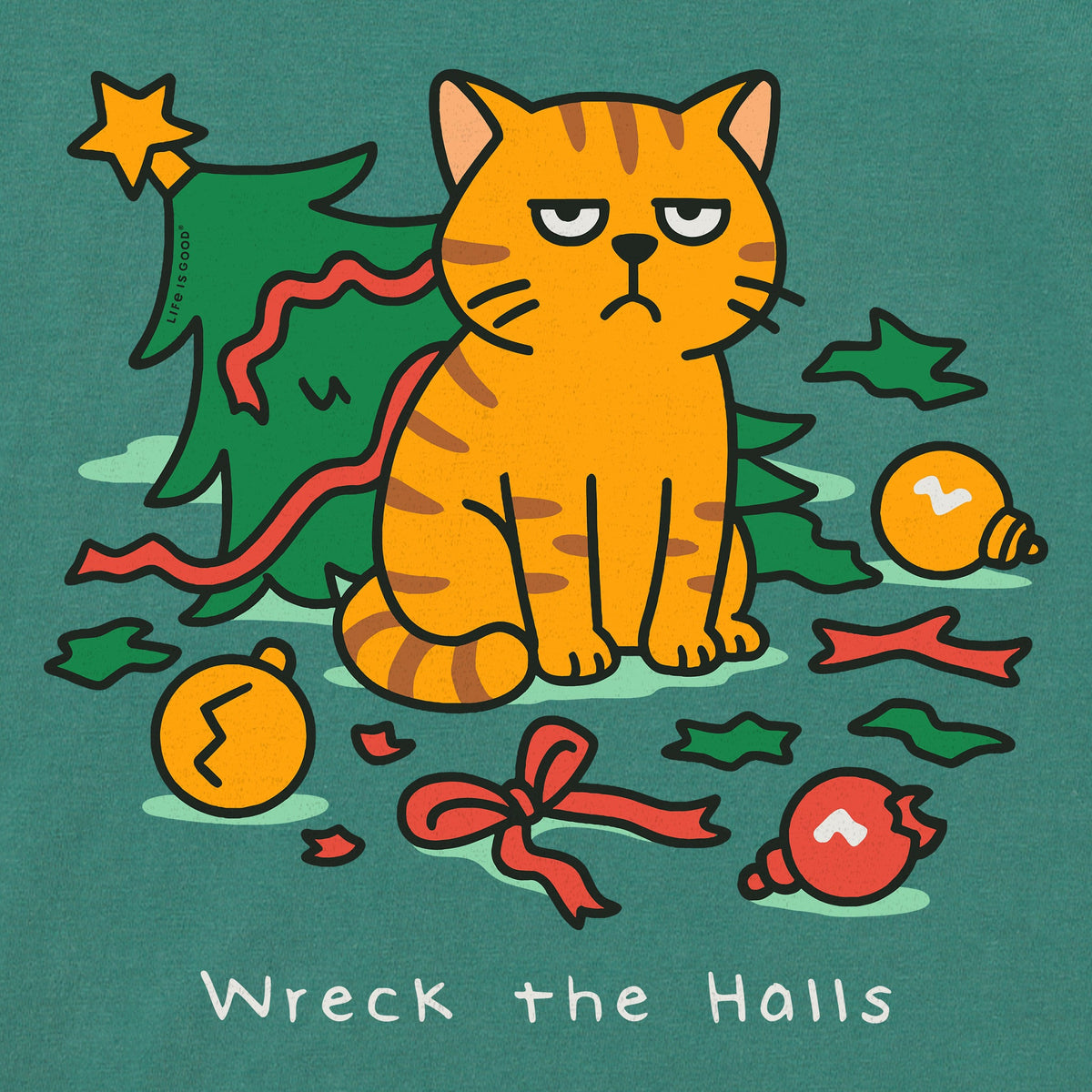 Men's Wreck the Halls Cat Long Sleeve Crusher Tee product image 4