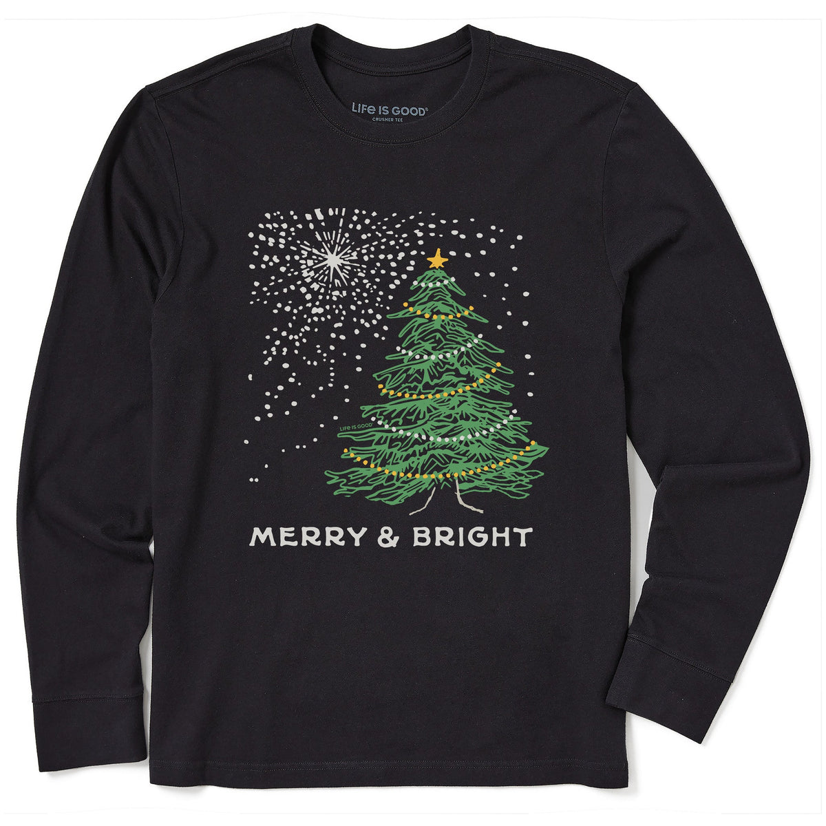 Men's Merry & Bright Tree Stars Long Sleeve Crusher Tee product image 3