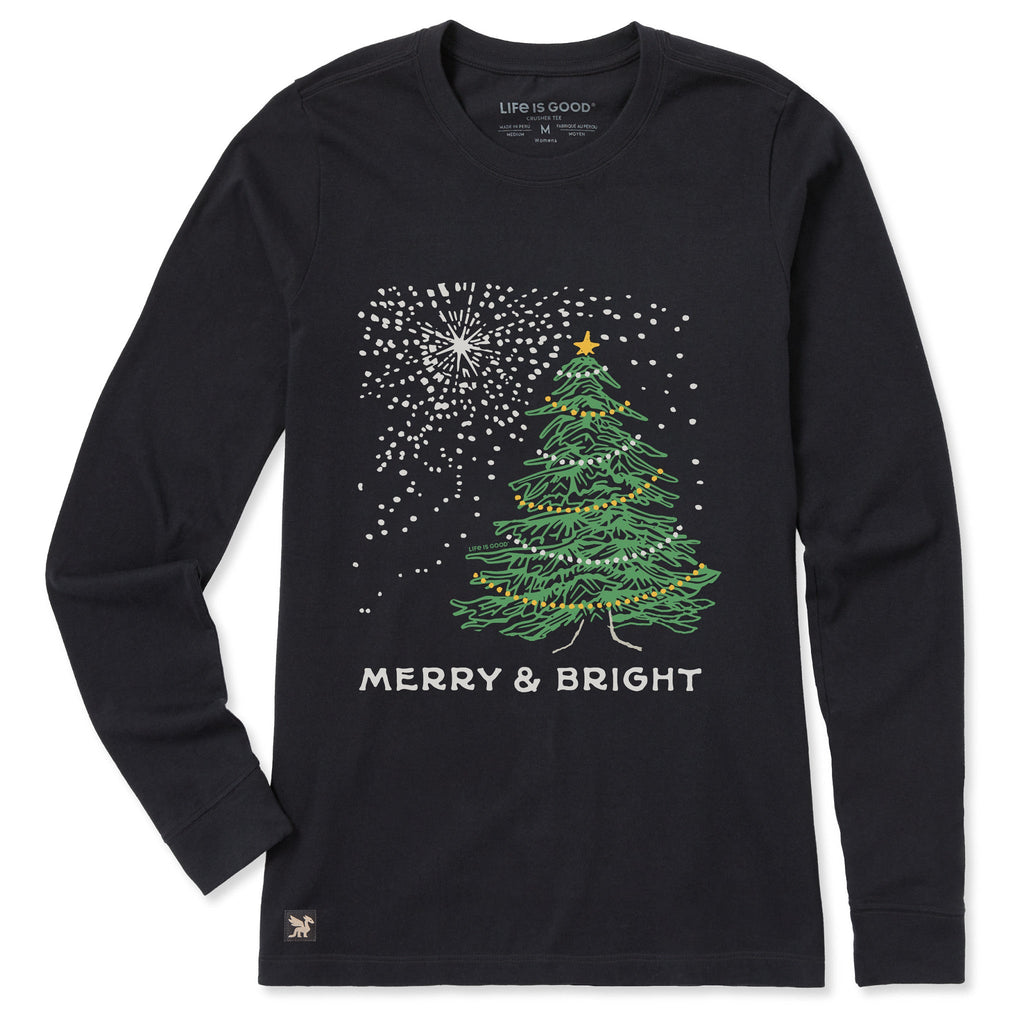 Women's Merry & Bright Tree Stars Long Sleeve Crusher Tee product image 3
